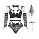 Elegant Lace Veiled Bridal Lingerie Set in Black or White - underwear