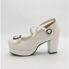 Elegant Lolita Block-Heeled Shoes with Bow Embellishments - Shoes