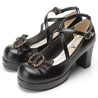 Elegant Lolita Block-Heeled Shoes with Bow Embellishments - Black / 4 - Shoes