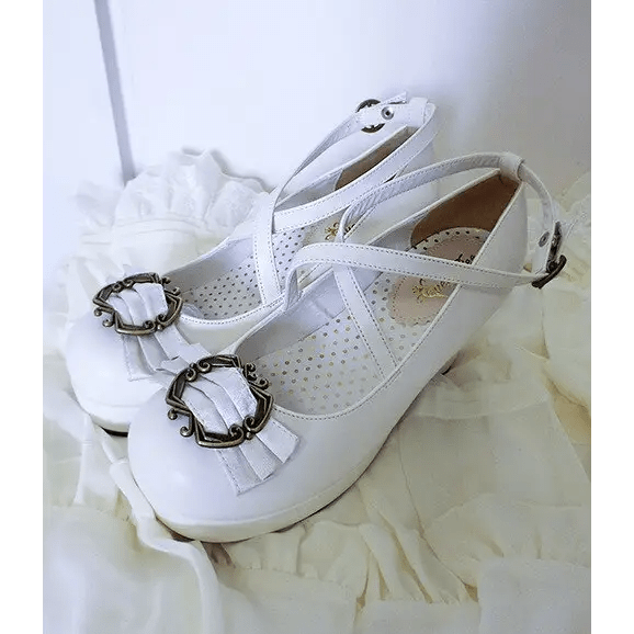 Elegant Lolita Block - Heeled Shoes with Bow Embellishments - Cosparty