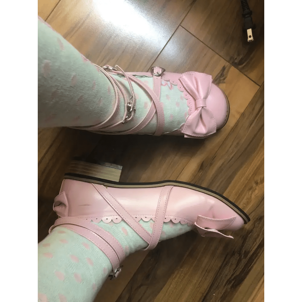 Elegant Lolita Shoes with Comfy Low Heel and Secure Buckle - Cosparty