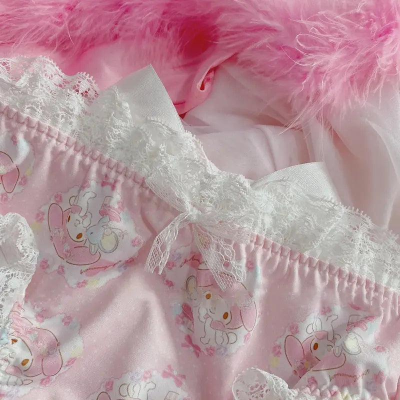 Elegant My Melody Panties with Satin and Lace Details - undies