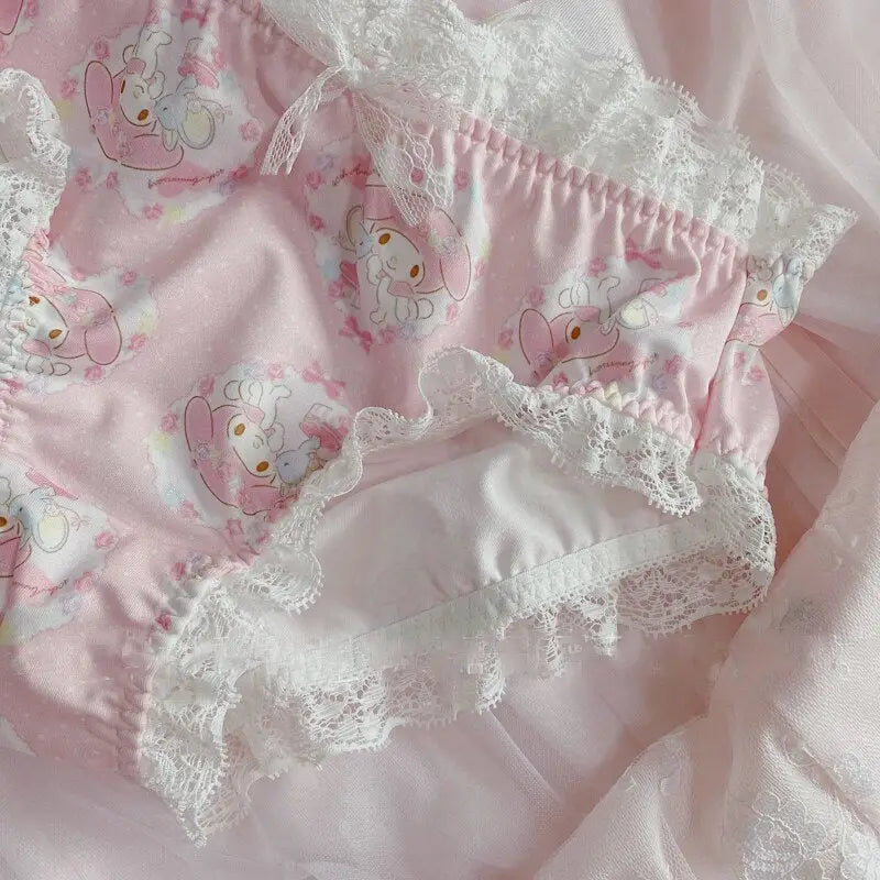 Elegant My Melody Panties with Satin and Lace Details - undies