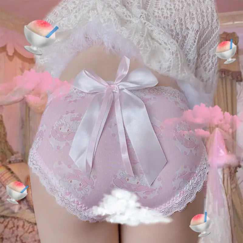 Elegant My Melody Panties with Satin and Lace Details - undies