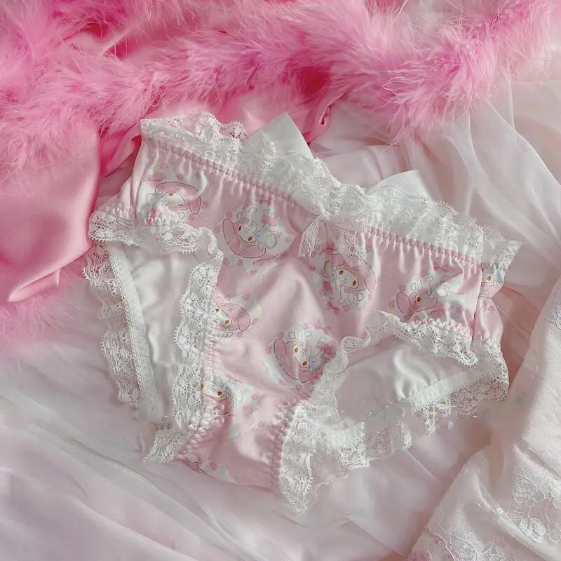 Elegant My Melody Panties with Satin and Lace Details - undies