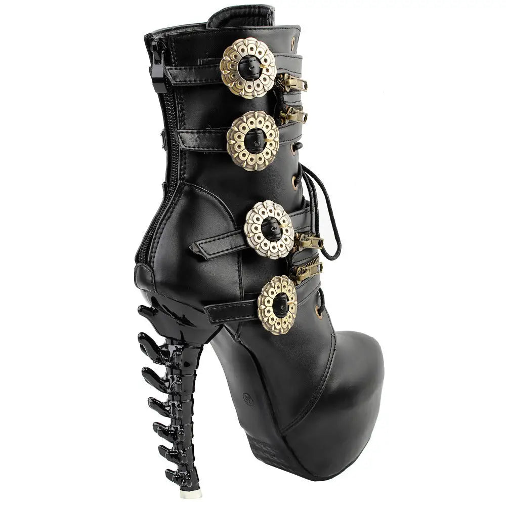 Elegant Steampunk Boots with Clockwork Wheels and Brass Accents - boots