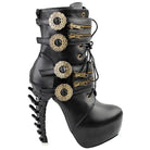 Elegant Steampunk Boots with Clockwork Wheels and Brass Accents - Cosparty
