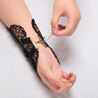 Elegant Steampunk Cuff with Copper and Brass Gears on Black Lace - Cosparty