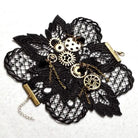 Elegant Steampunk Cuff with Copper and Brass Gears on Black Lace - Cosparty