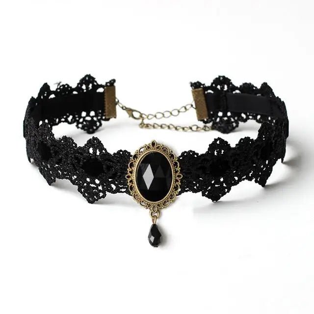 Elegant Victorian Style Choker Necklace with Gold Hardware - Cosparty