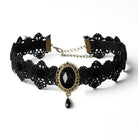 Elegant Victorian Style Choker Necklace with Gold Hardware - Black - Necklace