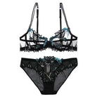 Embroidered Chiffon Lace Cherry Bra and Panty Set - Cosparty