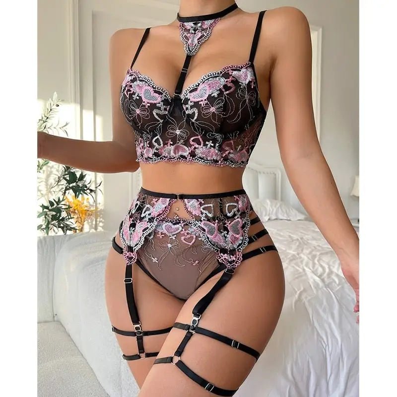 Enamored Lingerie Set for Playful Charm and Pastel Goth Allure - Cosparty