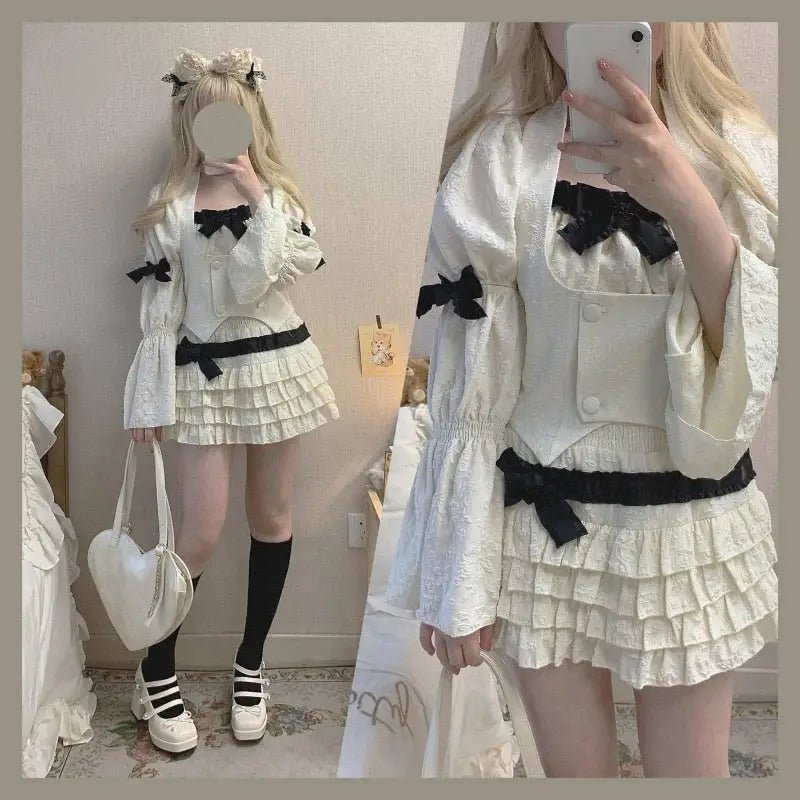 Enchanting Lace Cake Skirt in Classic Color Palette for a Dreamy Look - Cosparty