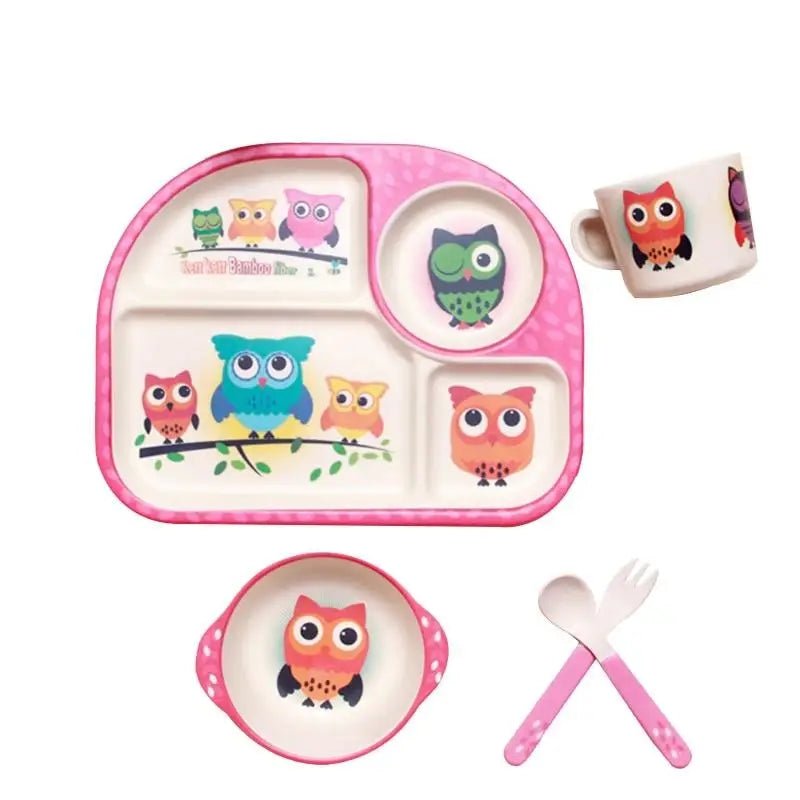 Enchanting Pink Owl Bamboo Melamine Dinner Set for Every Meal - Cosparty