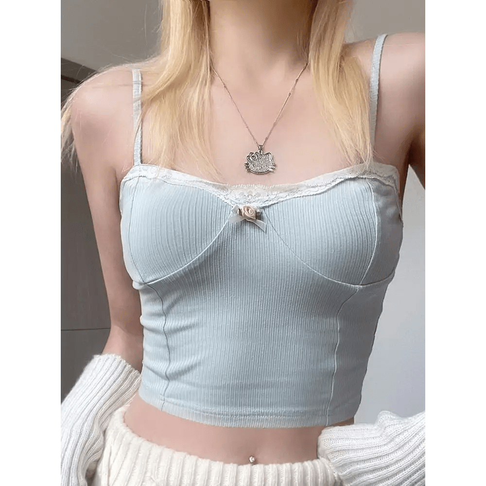 Ethereal Blue Rosebud Cami for Fairycore Enthusiasts - Cosparty