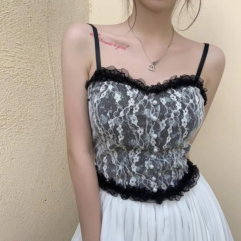 Ethereal Floral Camisole Inspired by Vintage French Film Elegance - Cosparty