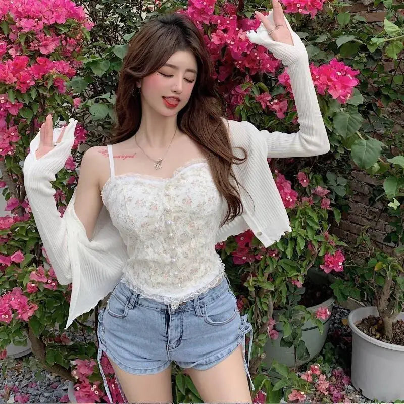 Ethereal Floral Camisole Inspired by Vintage French Film Elegance - shirt