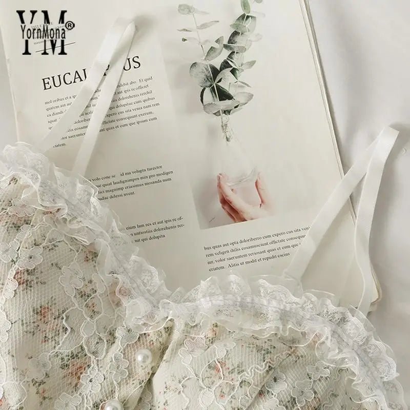 Ethereal Floral Camisole Inspired by Vintage French Film Elegance - Cosparty