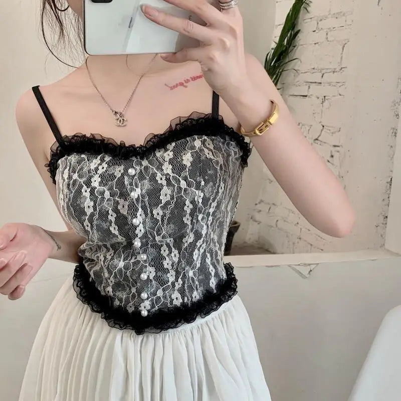 Ethereal Floral Camisole Inspired by Vintage French Film Elegance - shirt