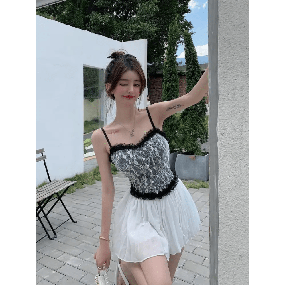 Ethereal Floral Camisole Inspired by Vintage French Film Elegance - Cosparty