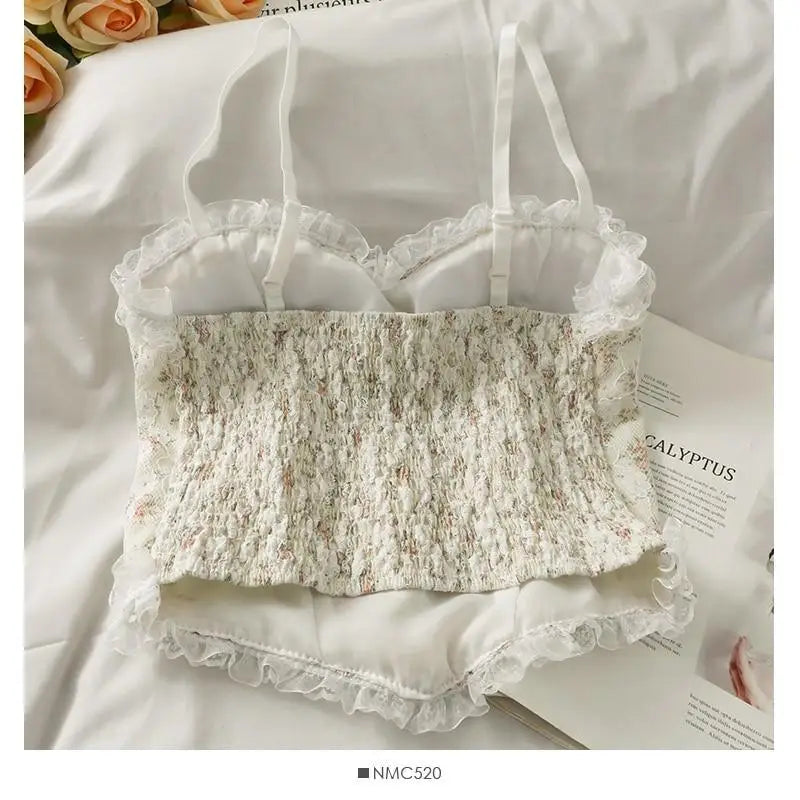 Ethereal Floral Camisole Inspired by Vintage French Film Elegance - shirt