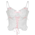 Ethereal Lace and Ribbon Bustier Crop Top - Cosparty