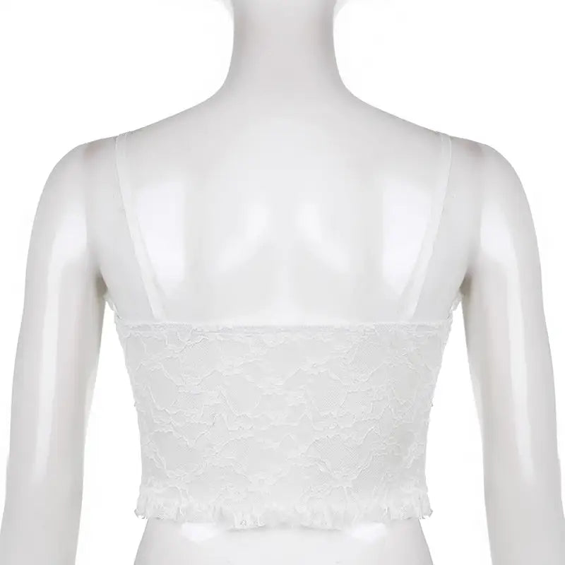 Ethereal Lace and Ribbon Bustier Crop Top - top