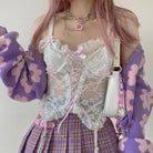 Ethereal Lace and Ribbon Bustier Crop Top - Cosparty