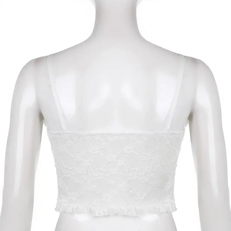 Ethereal Lace and Ribbon Bustier Crop Top - Cosparty
