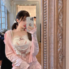 Ethereal Lace and Ribbon Heart Shaped Crop Top - Cosparty