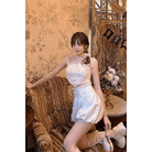 Ethereal Lace and Ribbon Heart Shaped Crop Top - Cosparty