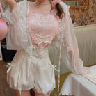 Ethereal Lace and Ribbon Heart Shaped Crop Top - Cosparty