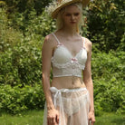 Ethereal Lace and Rosebud Bustier Crop Top - top