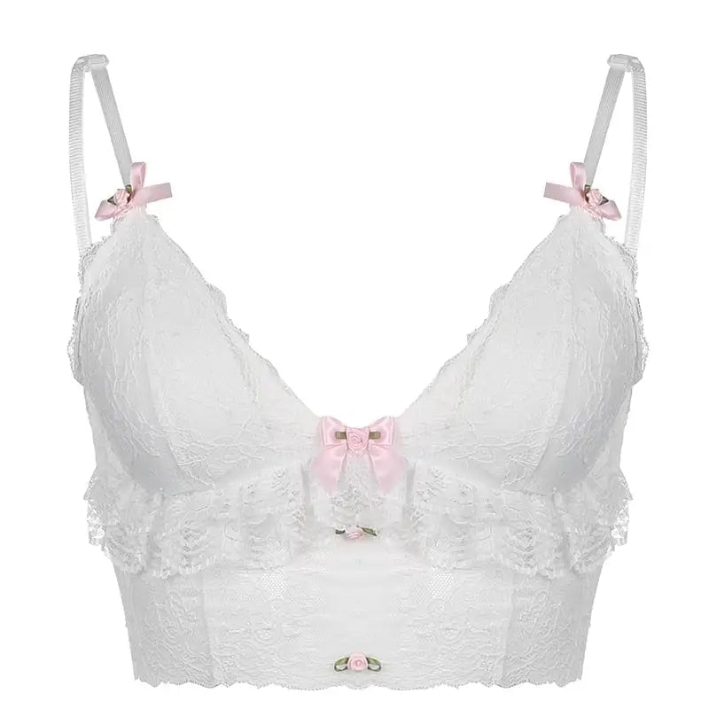 Ethereal Lace and Rosebud Bustier Crop Top - top