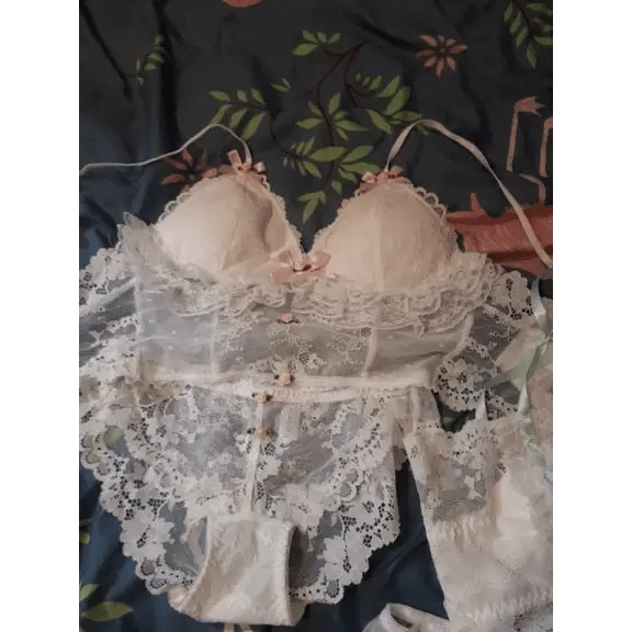 Ethereal Lace and Rosebud Bustier Crop Top - Cosparty