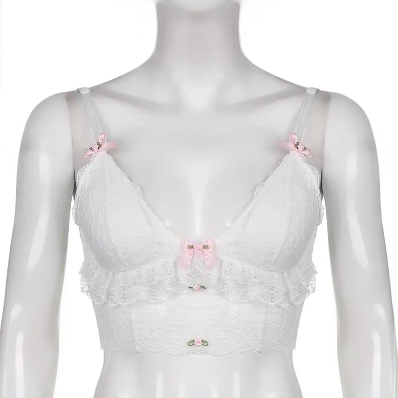 Ethereal Lace and Rosebud Bustier Crop Top - Cosparty