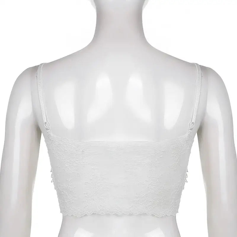 Ethereal Lace and Rosebud Bustier Crop Top - top