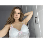 Ethereal Lace and Rosebud Bustier Crop Top - Cosparty