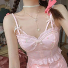 Fairy Cherry Bustier Crop - Pink / XL - baby doll, babydoll, bralette, bustier, cherries