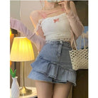 Ethereal Nymphette Knit Camisole with Lace Trim and Ribbons - Cosparty