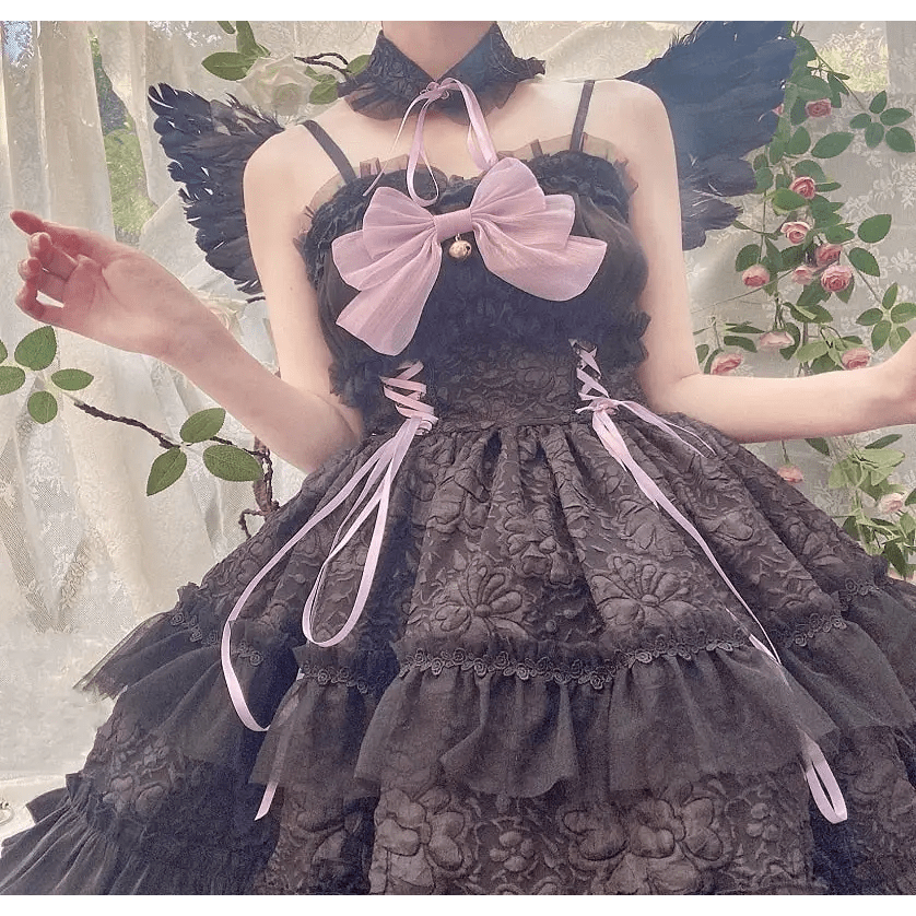 Ethereal Princess Lace Dress with Ruffles and Bows - Cosparty