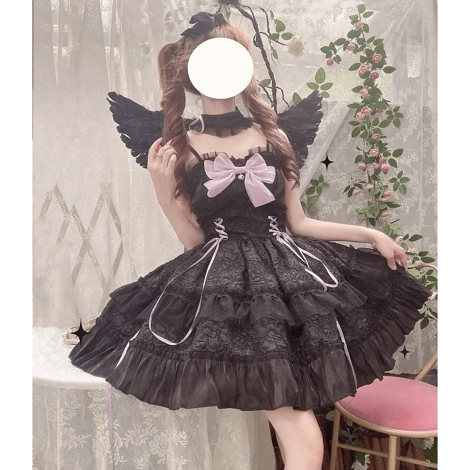 Ethereal Princess Lace Dress with Ruffles and Bows - Cosparty