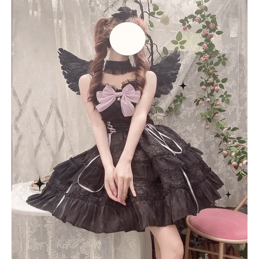 Ethereal Princess Lace Dress with Ruffles and Bows - Cosparty