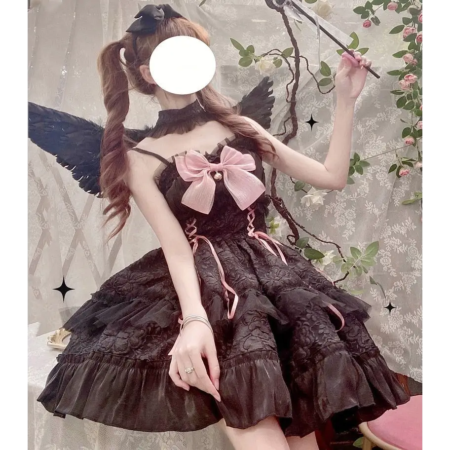 Angel Assembly Lolita Dress - Black Pink / S - dress