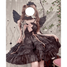 Ethereal Princess Lace Dress with Ruffles and Bows - Cosparty