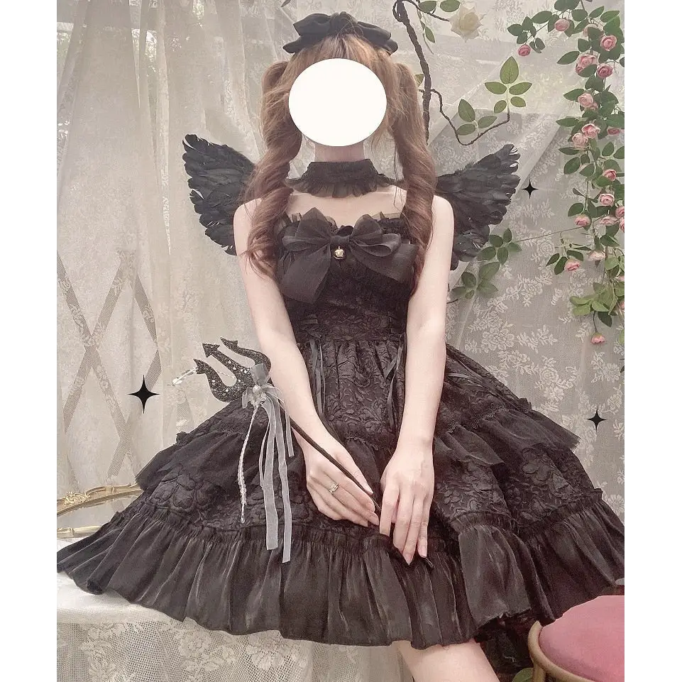 Angel Assembly Lolita Dress - All Black / S - dress