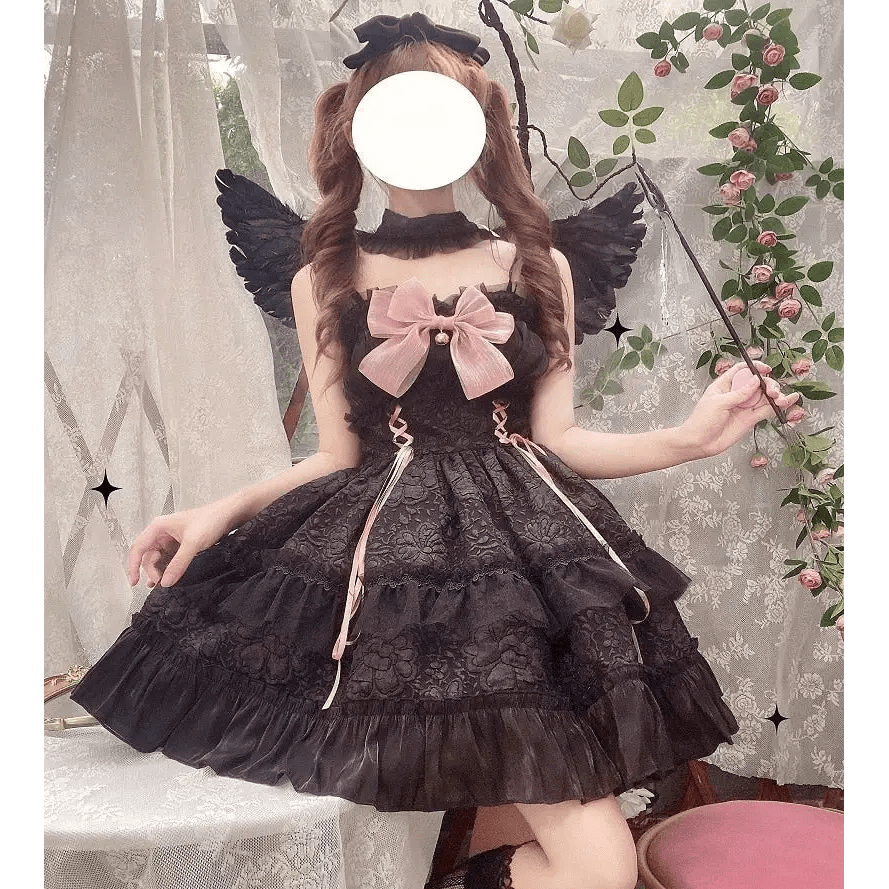 Ethereal Princess Lace Dress with Ruffles and Bows - Cosparty