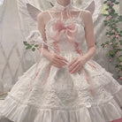 Ethereal Princess Lace Dress with Ruffles and Bows - dress