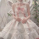 Ethereal Princess Lace Dress with Ruffles and Bows - Cosparty